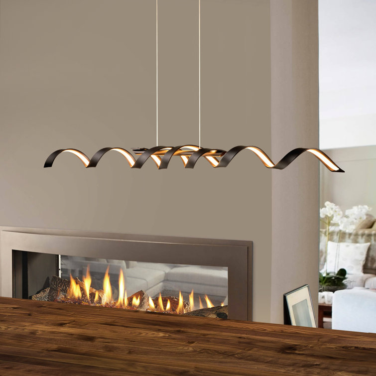 Wrought Studio Bakerman 2 Light Kitchen Island Linear LED Pendant